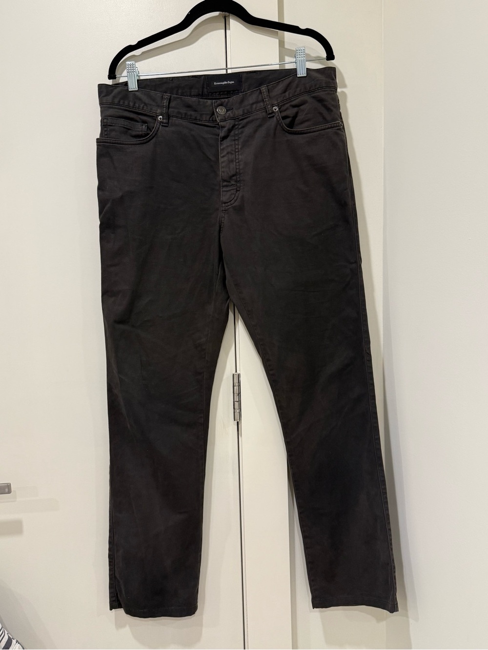 Ermenegildo Zegna Charcoal Cotton straight leg Chinos